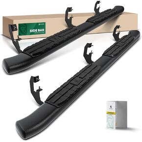 YHTAUTO 4.25" Running Boards Side Step Bars Fit for 1999-2013 Chevy Silverado & GMC Sierra 1500 2500HD 3500HD - Extended/Double Cab Pickup, Carbon Steel Black Powder Oval Bent End Truck Step Rails