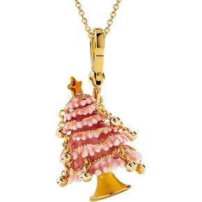 Pink Christmas Tree Bell Enamel Necklace Key Pendant Jewelry Gift Juicy Grape