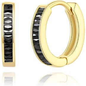 أقراط هوجي من الذهب عيار 14 قيراط للنساء أقراط هوجي هوب فضية مكعبة الزركونيوم أقراط هوجي أقراط خفيفة الوزن أنيقة لا تسبب الحساسية مجوهرات هدايا in Kuwait