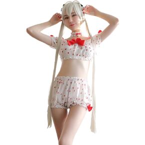 Female Anime Cosplay Costume Sexy Wrap Breast Cat Girl Show Waist Lingerie One Size
