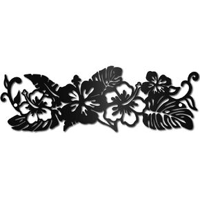 CREATCABIN Monstera Metal Wall Art Decor Tropical Flowers Black Wall Signs Iron Hanging Metal Ornament Wall Sculpture Gift for Home Office Balcony Garden Living Room Decoration Christmas 11.8x3.9Inch