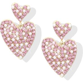 Valentines Day Earrings Red Heart Earrings Valentines Earrings for Women Rhinestone Heart Earrings Valentines Day Gifts for Her Love Earrings Valentines Day Outfit Women Valentines Gifts