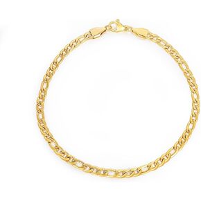 TRUMIUM 18k Gold Filled Link Chain Bracelets for Men Women 3mm Diamond-Cut Mens Gold Figaro Chain Length 7/8/9 inches