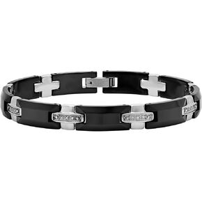 Men's Tungsten & Stainless Steel Bracelets - Black Finish High Polish
