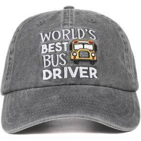 InnoBeta School Bus Driver Appreciation Gifts Cap for Women, Adjustable Embroidered Baseball Hat for Christmas Grey