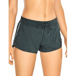 CRZ YOGA Athletic Shorts for Women with Zip Pocket, 2.5" Mid Waist Mesh Liner Shorts for Running Gym Workout