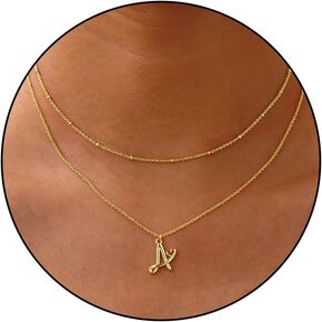 Bellino Initial Necklaces for Women 14K Gold/Sliver A-Z Letter Heart Choker Letter Necklace Gold Trendy Dainty Layered Initial Pendant for Women