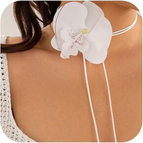 Big Artificial Flower Choker Necklace for Women Vintage Floral Collar Bridal Neck Chain Adjustable Black/White/Red/Pink Flower Necklaces Bohemian Hawaii Beach Jewelry Present