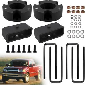 Sporacingrts 3" Front 2" Rear Leveling Lift Kit Compatible with Toyota Tundra 1999-2006 3" Front Strut Spacer Level Kit & 2" Rear Lift Blocks Suspension Lift Kits with U Bolts