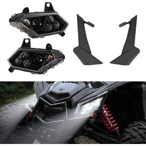 Headlight Covers Trim & LED Headlights for Can Am Maverick X3 Max XDS XRS R Turbo DPS 2017-2024 halo lights Accessories (4PCS)
