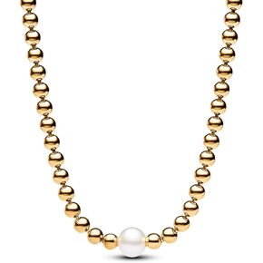 PANDORA Treated Freshwater Cultured Pearl & Beads Collier Necklace - 14k Gold-plated - 45 cm - With Gift Box