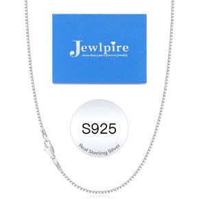 Jewlpire Italian 14K Gold Over 925 Sterling Silver Chain Necklace for Women, 1.1mm 1.3mm Box Chain Sturdy & Shiny Women's Chain Necklaces 14 16 18 20 22 24 26 Inch
