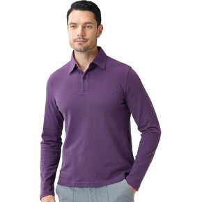 Polo Shirts for Men Cotton Casual Polos Long Sleeve Moisture Wicking Regular Fit