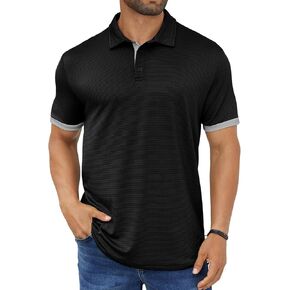 Hardaddy Men's Moisture Wicking Jacquard Polo Shirts Quick Dry Short Sleeve Golf Shirts Lightweight Polo Tops