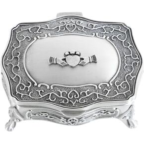 Briomhar Irish Claddagh Jewelry Box - Celtic Pewter Made in Ireland - Large