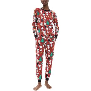 Women's Cotton Knit Long Sleeve Joggers PJ Set