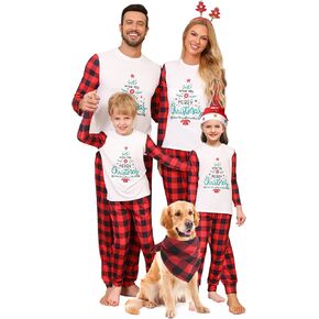 iClosam Matching Family Pajamas Set Striped Christmas Pajamas Sleepwear Dad Mom PJs