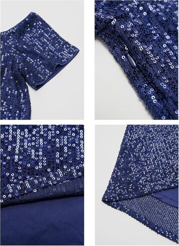 MISSCHEN Women's Sequin Sparkly Glitter Off Shoulder Short Sleeve High Low Cocktail Dress in Kuwait