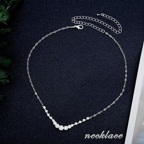 Silver Jewelry Set for Women Crystal Choker Necklace Earrings Link Bracelet Bridal Wedding Jewelry for Brides Bridemaid Prom Costume Accessories in Kuwait