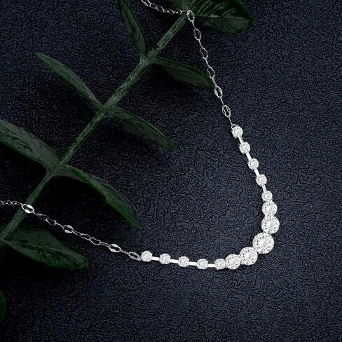 Silver Jewelry Set for Women Crystal Choker Necklace Earrings Link Bracelet Bridal Wedding Jewelry for Brides Bridemaid Prom Costume Accessories in Kuwait
