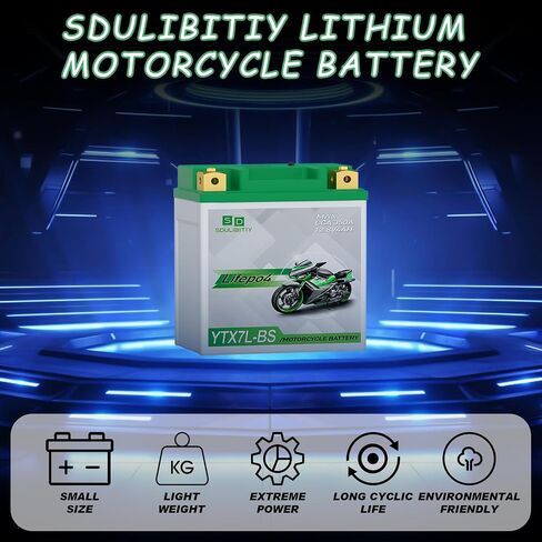 YTX30L-BS Lithium Motorcycle Battery, 12.8V 12AH 850 CCA LiFePO4 Motorcycle Battery, ATV, UTV, Jet Ski, Scooter, Lawn Mower, Tractor, Generator, Built-in Smart BMS in Saudi Arabia