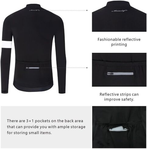 MOXILYN Winter Men's Cycling Jerseys Long Sleeve Thermal Fleece Cold Weather Cycling Jackets Warm Bike Tops Zipper Pocket in Saudi Arabia