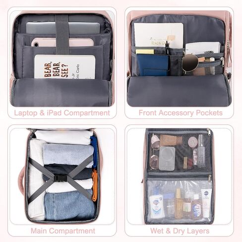 حقيبة ظهر للسفر وحقيبة ظهر كبيرة للسفر (وردي وبيج)، مقاس منتج شخصي معتمد من شركة الطيران، حقيبة ظهر مزودة بجيوب متعددة، حقيبة ظهر جامعية، حقيبة ظهر مقاومة للماء، حقيبة ظهر للأعمال in Kuwait