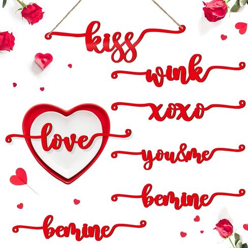Blulu 12 Pieces Valentine Table Decor Wooden Cutout Plate Love Letter Sign XOXO Kiss Rustic Wedding Wood Decor Home Decorative Cutout Decor for Plate Table Decor Home Supplies Wedding in Saudi Arabia