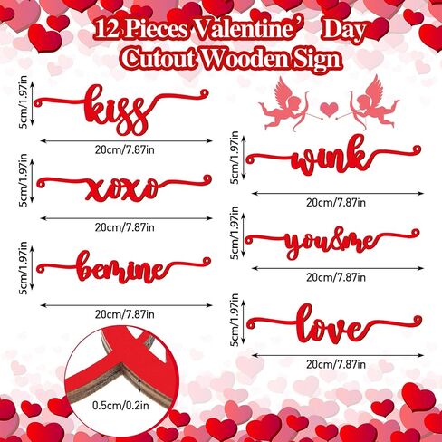 Blulu 12 Pieces Valentine Table Decor Wooden Cutout Plate Love Letter Sign XOXO Kiss Rustic Wedding Wood Decor Home Decorative Cutout Decor for Plate Table Decor Home Supplies Wedding in Saudi Arabia