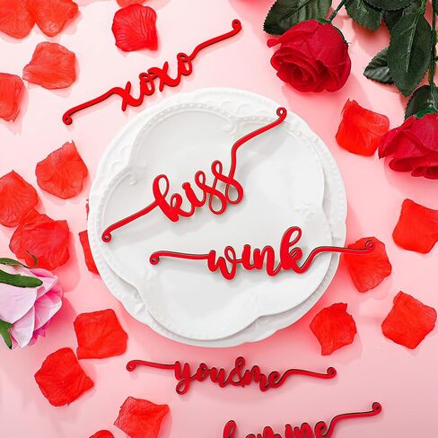 Blulu 12 Pieces Valentine Table Decor Wooden Cutout Plate Love Letter Sign XOXO Kiss Rustic Wedding Wood Decor Home Decorative Cutout Decor for Plate Table Decor Home Supplies Wedding in Saudi Arabia