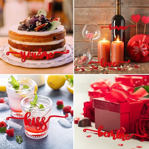 Blulu 12 Pieces Valentine Table Decor Wooden Cutout Plate Love Letter Sign XOXO Kiss Rustic Wedding Wood Decor Home Decorative Cutout Decor for Plate Table Decor Home Supplies Wedding in Saudi Arabia