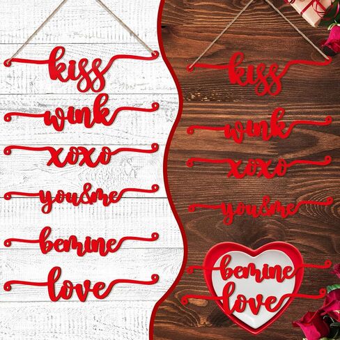 Blulu 12 Pieces Valentine Table Decor Wooden Cutout Plate Love Letter Sign XOXO Kiss Rustic Wedding Wood Decor Home Decorative Cutout Decor for Plate Table Decor Home Supplies Wedding in Saudi Arabia