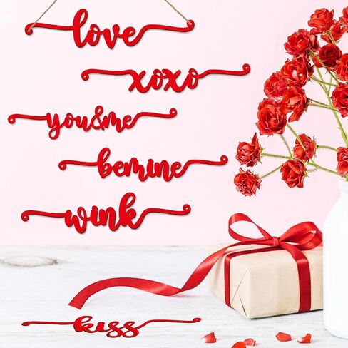Blulu 12 Pieces Valentine Table Decor Wooden Cutout Plate Love Letter Sign XOXO Kiss Rustic Wedding Wood Decor Home Decorative Cutout Decor for Plate Table Decor Home Supplies Wedding in Saudi Arabia