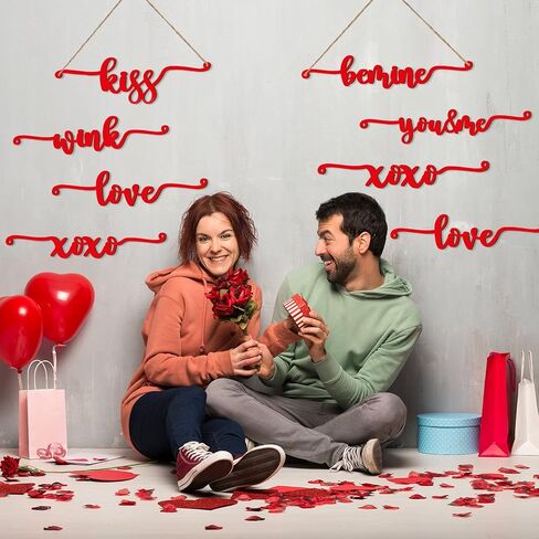 Blulu 12 Pieces Valentine Table Decor Wooden Cutout Plate Love Letter Sign XOXO Kiss Rustic Wedding Wood Decor Home Decorative Cutout Decor for Plate Table Decor Home Supplies Wedding in Saudi Arabia