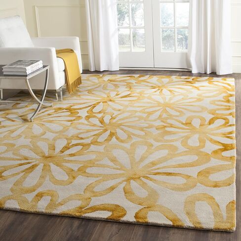 SAFAVIEH Dip Dye Collection 5' Round Beige / Gold DDY527M Handmade Floral Watercolor Premium Wool Area Rug in Saudi Arabia