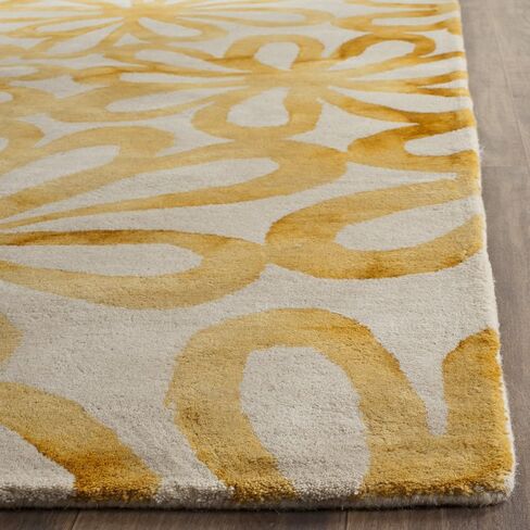 SAFAVIEH Dip Dye Collection 5' Round Beige / Gold DDY527M Handmade Floral Watercolor Premium Wool Area Rug in Saudi Arabia