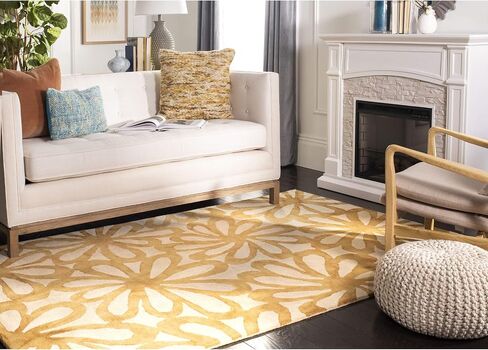 SAFAVIEH Dip Dye Collection 5' Round Beige / Gold DDY527M Handmade Floral Watercolor Premium Wool Area Rug in Saudi Arabia