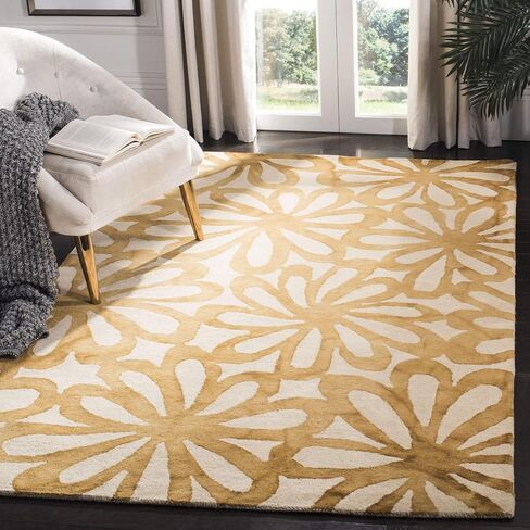 SAFAVIEH Dip Dye Collection 5' Round Beige / Gold DDY527M Handmade Floral Watercolor Premium Wool Area Rug in Saudi Arabia