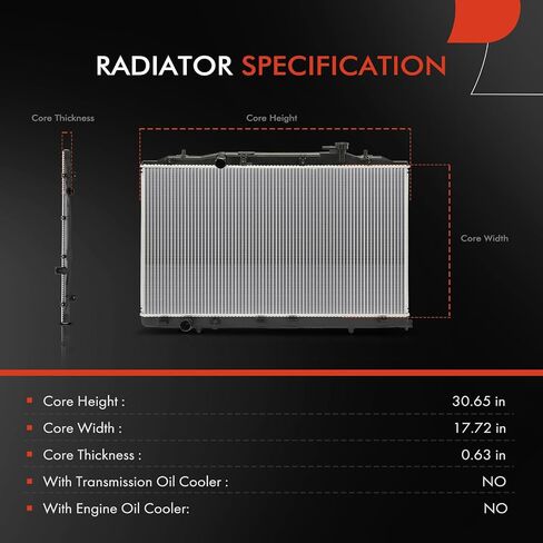 A-Premium Engine Coolant Radiator Assembly Compatible with Honda Odyssey 2018 2019 2020 2021 2022, 3.5L, Replace# 190105MRA01 in Saudi Arabia