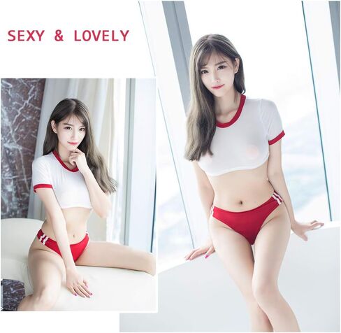 YOMORIO Japanese Schoolgirl Sport Uniform Lolita Anime Cosplay Swimsuit Perspective Lingerie in Kuwait