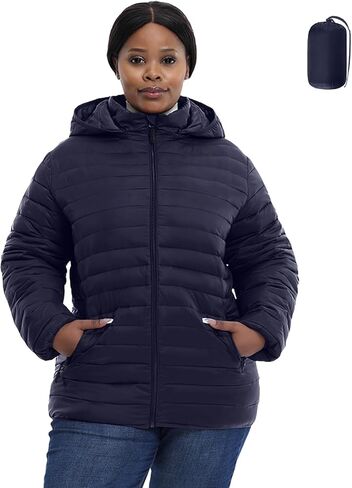 سترة نسائية منتفخة مقاس كبير قابلة للتعبئة 1X-6X معطف شتوي خفيف الوزن مقاوم للماء (حصريًا للحجم الكبير) in Kuwait