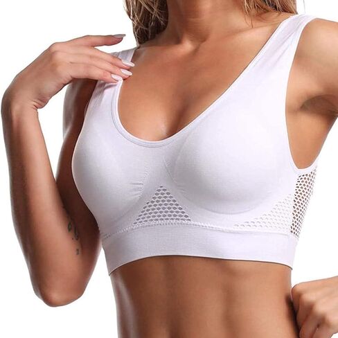 Women Breathable Bras No Underwire Slight Lift up Comfortable Air Sports Bra Removable Pads in Saudi Arabia