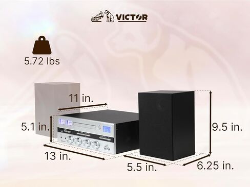 VICTOR Milwaukee 50 Watt Desktop Bluetooth Stereo System with CD/MP3 Player, FM Radio, Functioning VU Meters, and Detached Stereo Speakers, Black in Kuwait