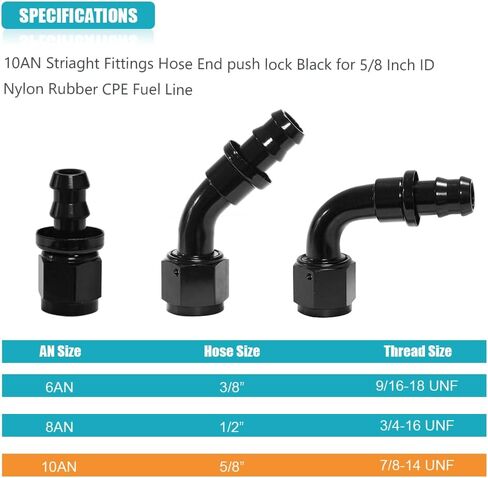 10AN 90 درجة دفع قفل وصلة لتركيب خرطوم أنثى قطب دفع على محول/قفل خرطوم بارب زيت الوقود وصلة خطية نهاية 1 قطعة in Kuwait