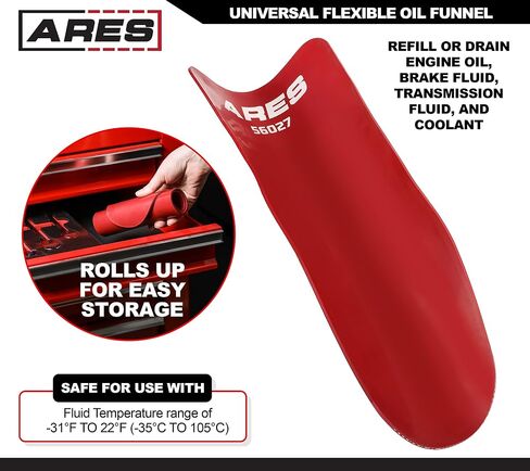ARES 56027 - قمع زيت مرن عالمي - تعبئة زيت خالية من الانسكاب - تصميم سهل الاستخدام لشخص واحد - يناسب تطبيقات متعددة in Kuwait