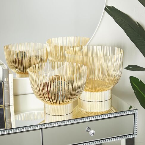 The Novogratz Metal Decorative Bowl Decorative Bowl Decorative Containers, Set of 2 Decorative Keepsake Boxes 11", 10"H, Gold in Saudi Arabia