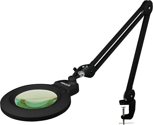 Neatfi XL Bifocal LED Magnifying Lamp, 7-Inch Acrylic Lens, 5D/20D Magnification, Hands-Free, Dimmable, 84 SMD LED, Adjustable Arm for Crafts, Reading, Close Work (White, with Clamp) in Kuwait