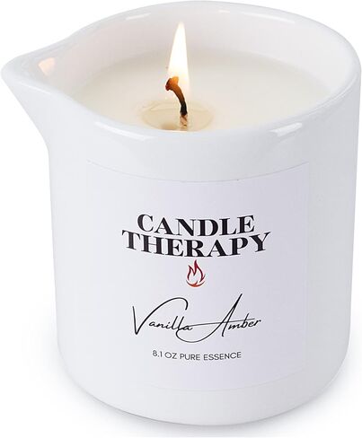 Massage Oil Candle for Pure Relaxation - 8.1 oz Moisturizing Essential Oil Body Massage Candle for Home & Spa, Message Gift for Women & Men - (Lavender Chamomile) in Saudi Arabia
