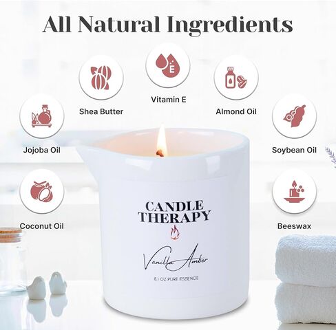 Massage Oil Candle for Pure Relaxation - 8.1 oz Moisturizing Essential Oil Body Massage Candle for Home & Spa, Message Gift for Women & Men - (Lavender Chamomile) in Saudi Arabia
