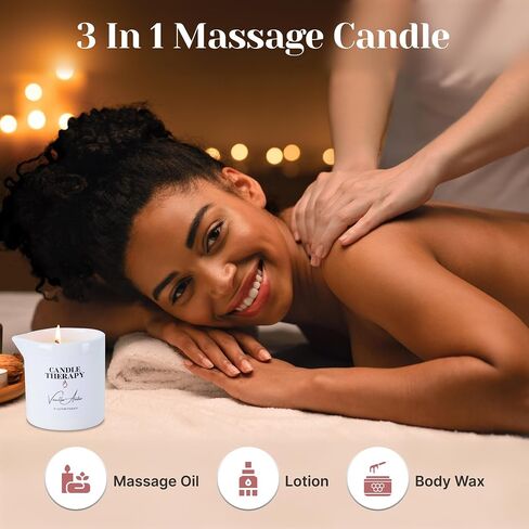 Massage Oil Candle for Pure Relaxation - 8.1 oz Moisturizing Essential Oil Body Massage Candle for Home & Spa, Message Gift for Women & Men - (Lavender Chamomile) in Saudi Arabia
